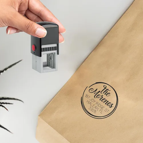 Vista 7 de Sello de dirección con monograma autoentintado personalizado con más de 10 diseños. 7+ diseños