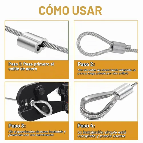 Vista 5 de 100 fundas de bucle de crimpado de 1/8 pulgadas, 50 dedales