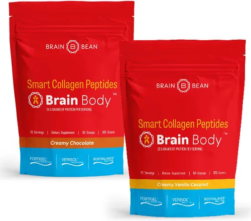 Vista 2 de Brain Body - Péptidos de colágeno en polvo, suplemento vital de proteína y colágeno para mujeres y hombres, hidrolizado tipo I y III para la piel