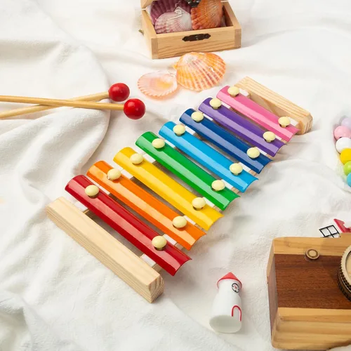 Vista 9 de MCPINKY Xilófono para niños, juguete musical xilófono con mazos seguros para niños, instrumentos musicales educativos, juguete para niños pequeños