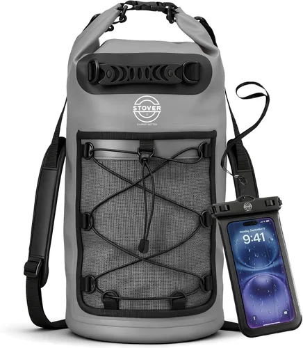 Vista 9 de STOVER 5/10/25/30/40/55L Waterproof Dry Bag- Roll-Top Backpack w/Phone Case- Kayaking, Hiking, Camping, Boating- Men/Women
