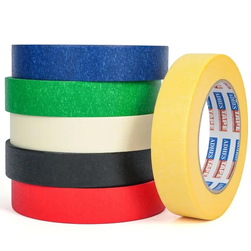 Vista 10 de ADHES - Cinta adhesiva amarilla para pintores, 0.7 pulgadas x 55 yardas x 6 rollos, cinta segura para pared sin residuos para pintura de pared