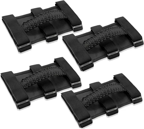 Vista 17 de 2x Asas de Agarre de Barra Enrollable para Jeep Wrangler YJ TJ JK JKU JL JLU Sports Sahara Freedom Rubicon Unlimited X Gladiator JT 1955-2022 Negro