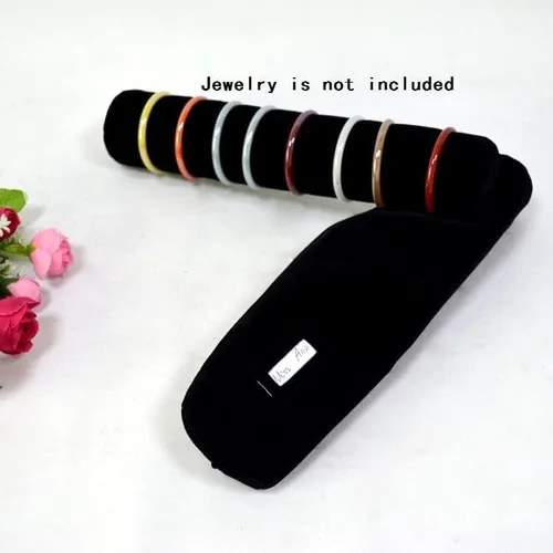 Vista 7 de Bolsa de viaje para reloj de pulsera, organizador de joyas, bolsa portátil de terciopelo negro y gris con inserto de rollo extraíble