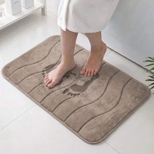 Vista 23 de Flamingo P Alfombra de Baño de Espuma Viscoelástica Tapetes de Baño Alfombra Antideslizante Absorbente de Agua para Ducha, 24x17 pulgadas, Verde Aqua