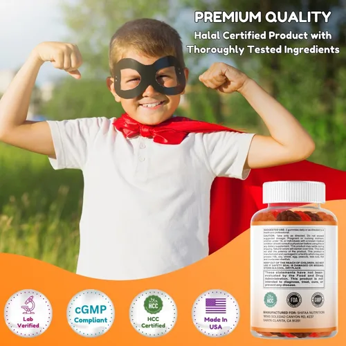 Vista 5 de SHIFAA NUTRITION Gomitas vegetarianas de vitamina D3 para adultos y niños 45-90 porciones, 2,000 UI/1,000 UI Sin OMG, sin gluten, sin gelatina
