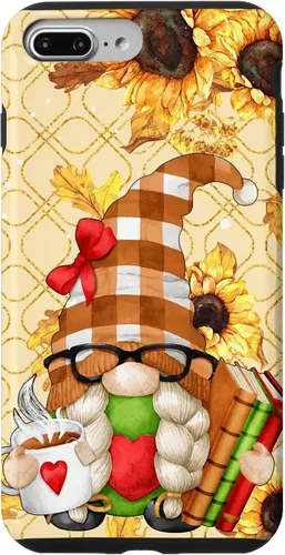 Vista 12 de Sunflower Gnome with Books for Tea Lover Librarian Reading Case for iPhone 16