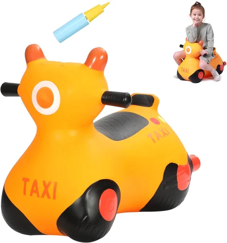Vista 7 de INPANY Caballo hinchable, juguetes de tolva de dinosaurio, animal que rebota para niños, decoraciones de fiesta de dinosaurios, inflable para niños
