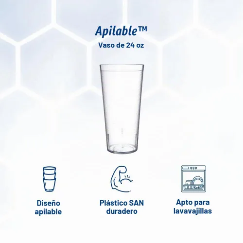 Vista 2 de Carlisle FoodService Products - Vaso de plástico Stackable™ de 24 onzas, transparente (paquete de 72)