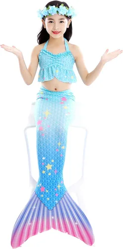 Vista 2 de Kakawayi traje de baño de 3 piezas, diseño de cola de sirena, para niñas