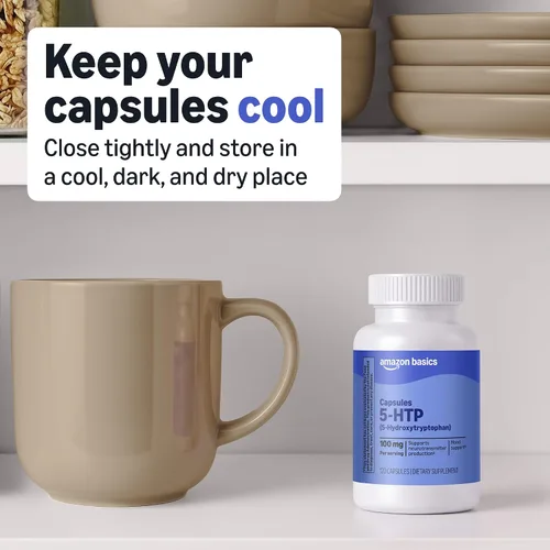 Vista 4 de Amazon Basics 5-HTP con cápsulas B6, 100 mg, 120