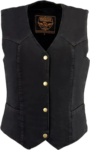 Vista 7 de Milwaukee Chaleco vaquero azul de cuero para mujer Mdl4000