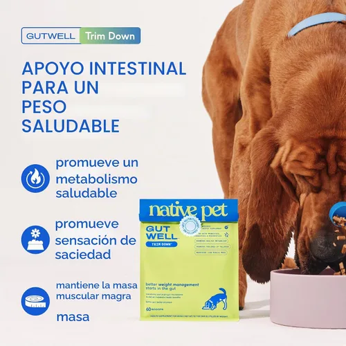 Vista 2 de Native Pet GutWell Trim Down - Comida para perros para control de peso y suplemento para perder peso promueve sentimientos de plenitud, metabolismo