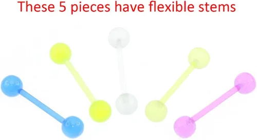 Vista 6 de Oasis Plus - 10 piercings para pezón, 0.49oz, brillan en la oscuridad, flexibles y bioplásticos, bolas de acrílico de 0.236in