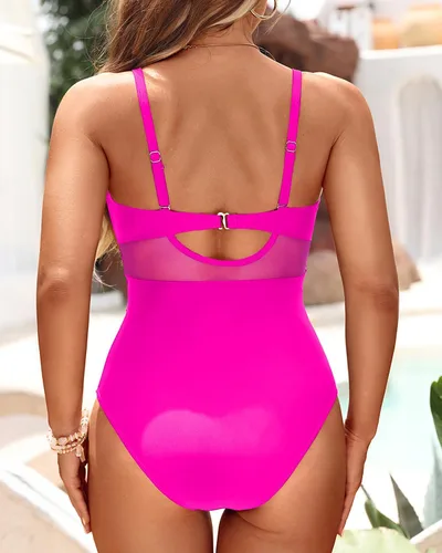 Vista 2 de Tempt Me Trajes de baño de una pieza para mujer, trajes de baño con control de abdomen, malla frontal cruzada