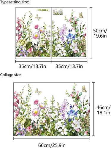Vista 5 de Pegatina de pared de mariposas de flores coloridas para dormitorio, sala de estar, TV, sofá, fondo