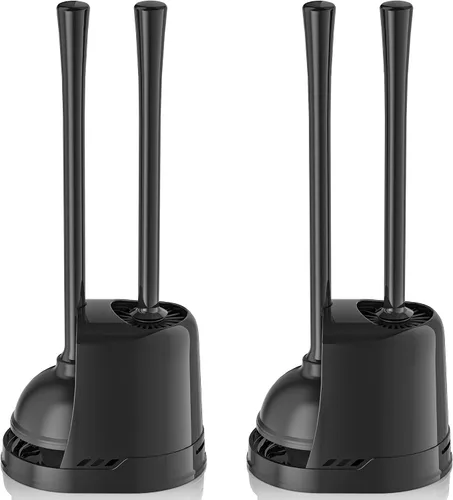 Vista 9 de LOVLOY Émbolo y cepillo de inodoro, paquete de 2 cepillos para tazón y émbolo de inodoro resistente con soporte ventilado, combo de cepillo