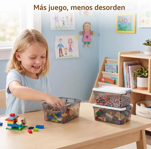 Vista 4 de Citylife Paquete de 10 cubos de almacenamiento pequeños de 1.3 cuartos con Gris claro