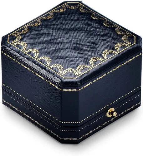 Vista 6 de Oirlv Noble - Caja de anillo de compromiso, caja de regalo de joyería, caja de soporte octogonal para anillos