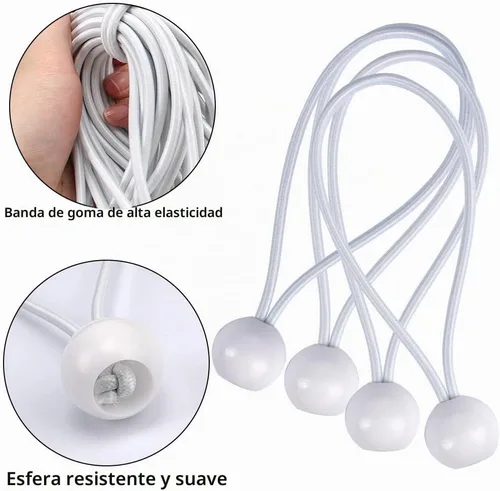 Vista 4 de AOPRIE Paquete de 30 bolas elásticas de 6 pulgadas de color blanco, resistentes a la intemperie, correas de amarre resistentes a la intemperie