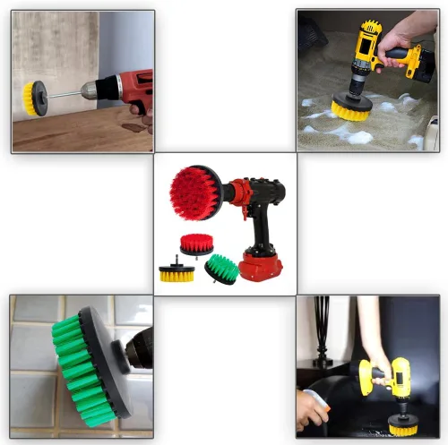 Vista 8 de HIFROM Cepillo de taladro – Accesorio de taladro eléctrico de 4 pulgadas, cepillo de limpieza para superficies de baño, lechada de azulejos, duchas