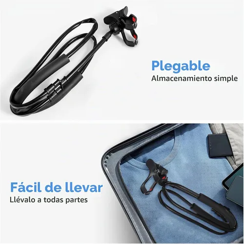 Vista 8 de LIFKOME Soporte flexible para teléfono celular en forma de U, soporte móvil manos libres, ángulo ajustable para viajes en casa y uso en el dormitorio