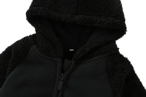 Vista 3 de AMIYAN Sudadera con capucha de forro polar con forma de orejas de oso, sudadera con capucha y cremallera para niños pequeños