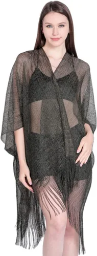 Vista 4 de Heread Chales y envolturas para vestidos de noche, capa de fiesta, con flecos, cárdigan metálico para boda para mujeres y novias, Talla libre