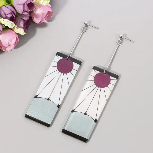 Vista 3 de Tanjiro - Aretes colgantes de anime Tanjirou, accesorios de Halloween, Acrílico