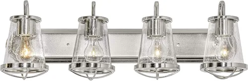 Vista 6 de DESIGNERS FOUNTAIN 87004-SP Darby - Lámpara de tocador de baño con 4 luces, 30 pulgadas, platino satinado
