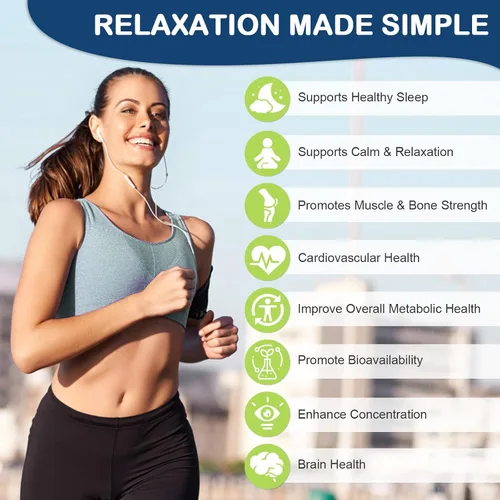 Vista 4 de Glicinato de magnesio de alta absorción 450 mg para apoyo al sueño, relajación muscular y salud inmunológica, sin OMG, sin gluten, 90 cápsulas