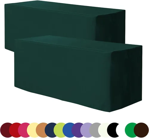 Vista 6 de BLACK-4FT Mantel ajustado cubiertas de mesa para mesas rectangulares de 4 pies - Resistente al agua, lavable, tela de poliéster, manteles