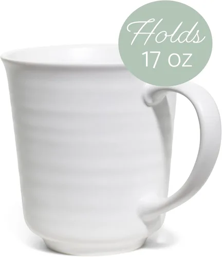 Vista 3 de Elanze Designs Juego de 4 tazas de café de cerámica de 17 onzas con acabado esmaltado blanco mate