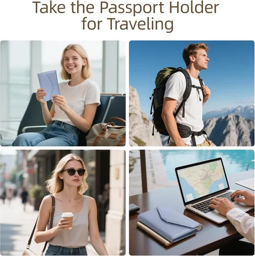 Vista 169 de Zoppen - Billetera de viaje con bloqueo RFID multiusos (Ver.4) Portatarjetas de pasaporte y vacunas, organizador de documentos de tres pliegues