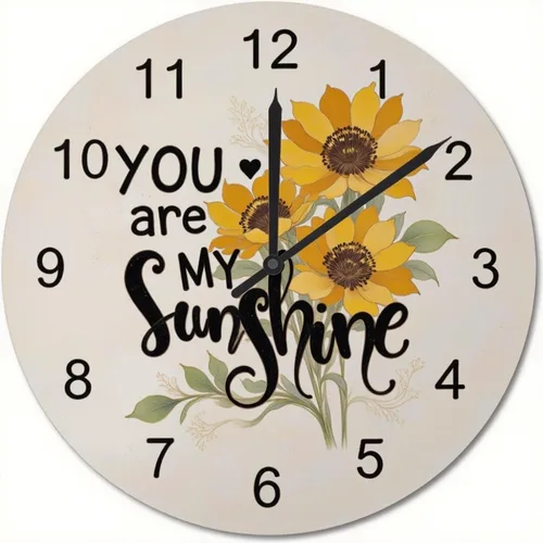Vista 2 de Farmhouse Silent Wooden Wall Clock Non-Ticking Battery Operated 10" Retro Rustic Arabic Numerals Colorful Decorative Small Wall Clocks for Living