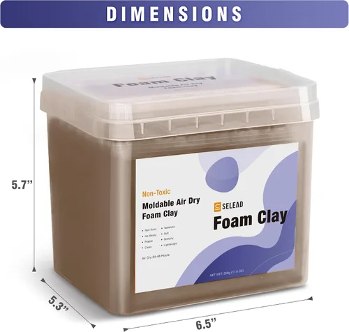 Vista 6 de SELEAD Foam Clay Coffee 17.64 oz – Arcillas moldeables de secado al aire ultraligero para adultos, cosplay, escultura, artes y manualidades