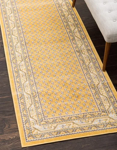 Vista 43 de Unique Loom Williamsburg Collection - Alfombra tradicional con borde central de puntos, alfombra de pasillo de 2 pies 9 pulgadas x 9 pies 10 Beige