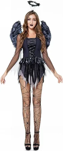 Vista 2 de Ymosrh Vestidos para mujer, disfraz sexy de ángel oscuro, uniforme de juego, disfraz malvado, vestidos de novia fantasma, vestidos para fiesta