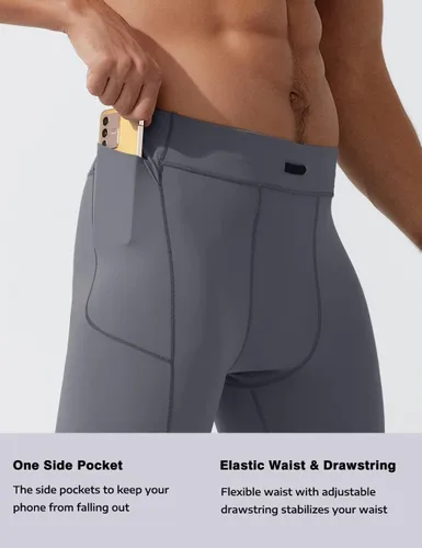Vista 4 de MIZOK Pantalones cortos de compresión elásticos para hombre con bolsillo