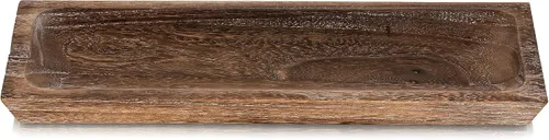 Vista 7 de Hanobe Bandeja de madera para decoración de velas: bandejas largas rústicas de madera rectangular para decoración de granja estrecha para comedor