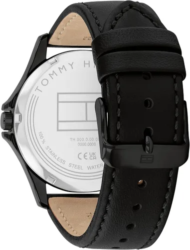 Vista 3 de Tommy Hilfiger Men's 3-Hand Quartz Watch – 42mm Case, Leather Strap, 3 ATM Water Resistant, Modern Everyday Timepiece, Gift for Him