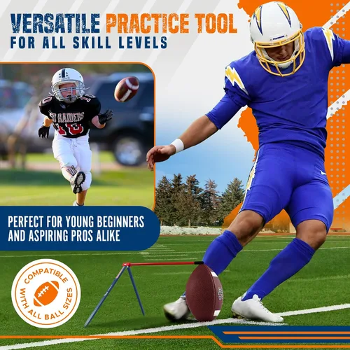 Vista 2 de True Strike Pro Football Kicking Tee - Ultimate Football Tee Compatible with All Ball Sizes, Bonus Goal Kicking Tracker, Field Goal Football Holder