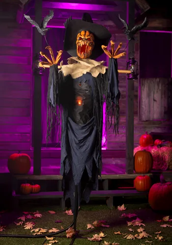 Vista 9 de Figura Animada de Espantapájaros Cuervo de 7 Pies para Halloween Multicolor