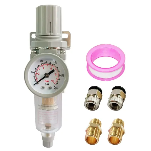 Vista 6 de Regulador de presión de filtro de aire NPT de 1/2 "Separador de agua combinado para línea de compresor de aire, drenaje semiautomático, elemento