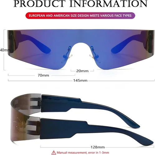 Vista 6 de AIEYEZO Gafas de sol envolventes futuristas de moda moderna sin montura para mujeres y hombres Cyberpunk visera gafas de sol modernas sombras futuras