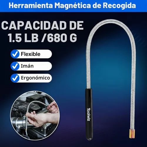Vista 3 de Toolwiz Juego de 4 herramientas magnéticas de recuperación de recogida con bandeja de piezas - Varillas magnéticas extensibles y flexibles