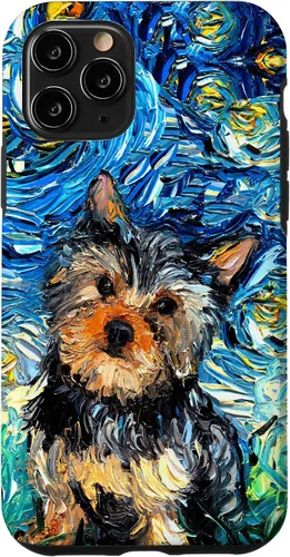 Vista 29 de iPhone 16 Yorkshire terrier Starry Night Cute Yorkie Dog Art por Aja Case