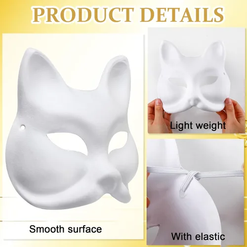 Vista 3 de Aoriher Máscaras de papel maché a granel DIY máscara de Mardi Gras en blanco para disfraz de mascarada, fiesta de cosplay