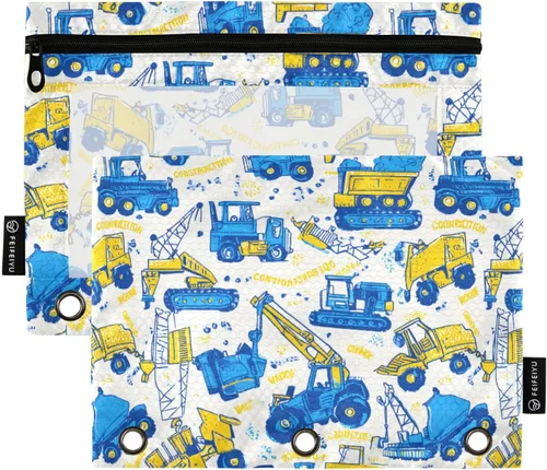 Vista 18 de SHJI Bolsas para carpetas, bolsa de lápices de mármol rosa y azul para carpeta de 3 anillas, paquete de 2 bolsas transparentes con cremallera