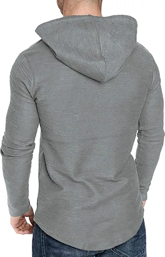 Vista 5 de Lexiart Sudadera deportiva con capucha para hombre, color liso, forro polar